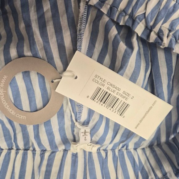 Skin 100% Organic Cotton Striped Shorts Size 2 Resortwear Quiet Luxury Clean Gir - Picture 4 of 8